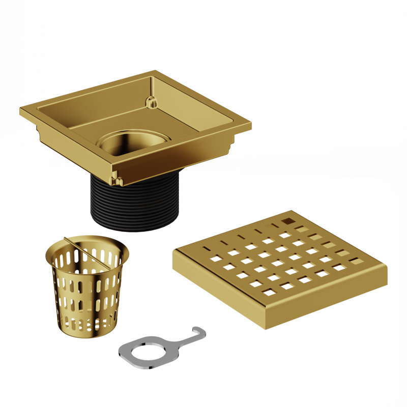 VIGO Elan Square Shower Drain, Matte Brushed Gold