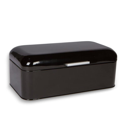 Couture Extra Large Black Bread Box For Kitchen Countertop - Holds 2 Bread Loaves! - 16.5" X 9" X 6.5" - Stainless Steel Vintage Bread Boxes For Kitchen Counters