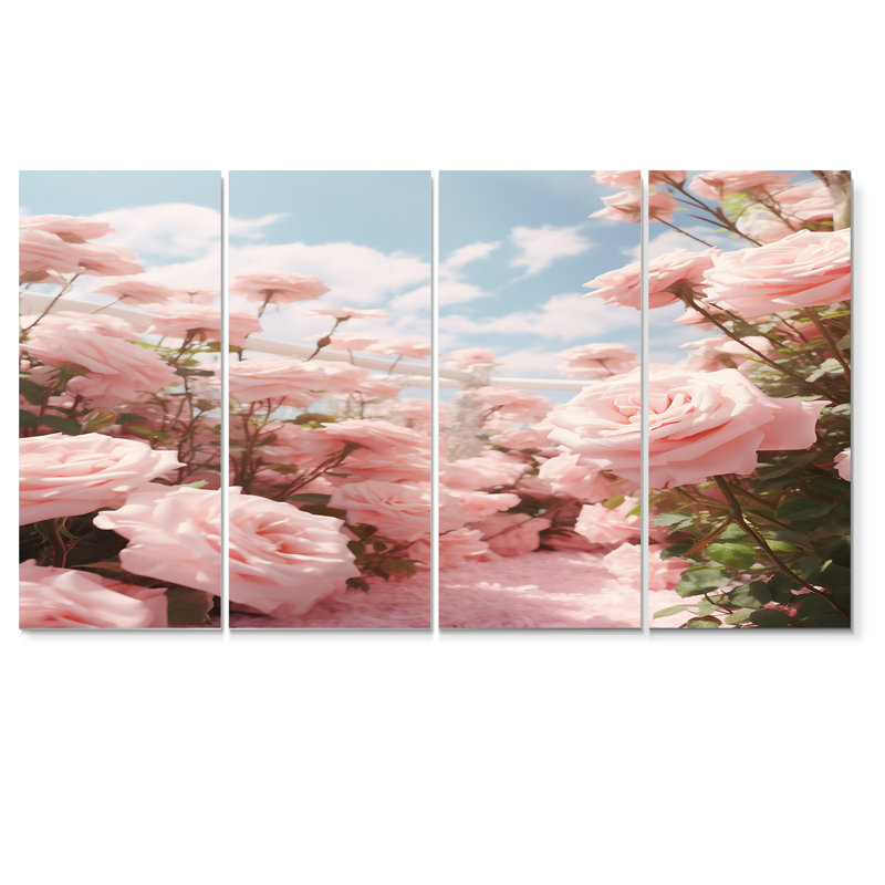 Duxbury - Roses, ensemble d'art mural 4 pièces, H 32 po x l 64 po