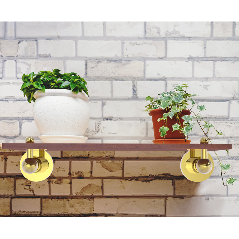 Lera Bracket Shelf, Unlacquered Brass, 2.5" H x 16" W x 5" D