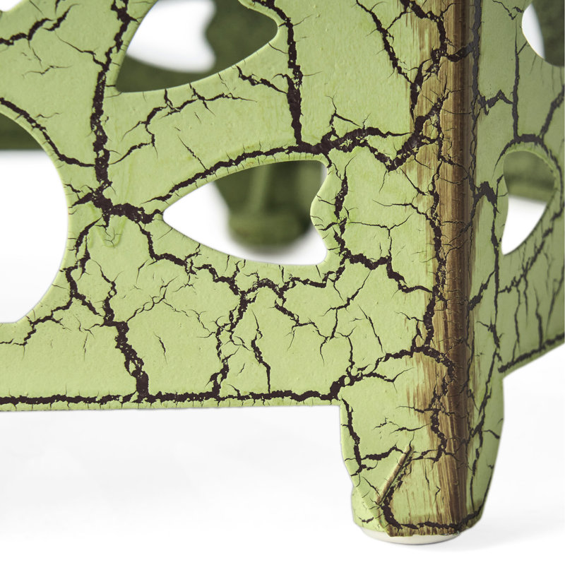Table d'appoint de patio en fer Crackle avec détail - P 14,33 po x l 14,33 po x H 21,52 po, Vert