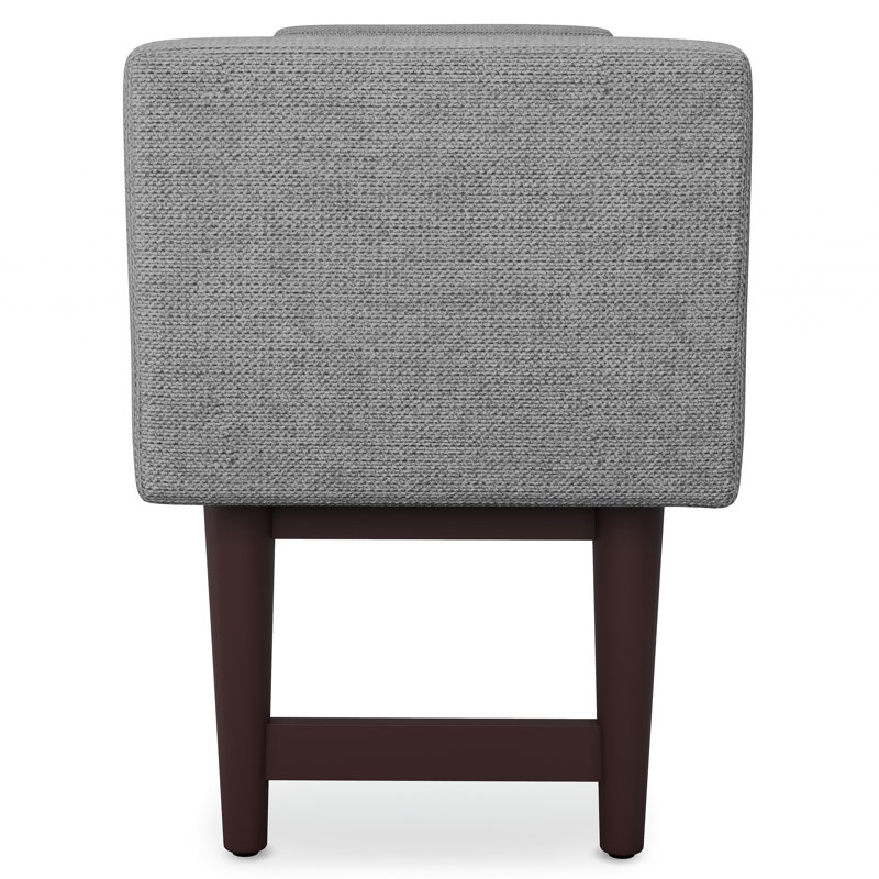 Pewter Grey Linen Upholstered Ottoman Bench with Raised Sides