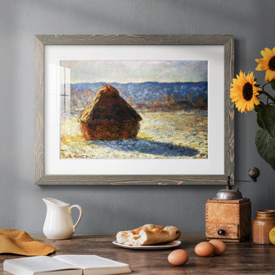 «Haystacks, Snow, Morning» par Claude Monet - Peinture d'un seul cadre