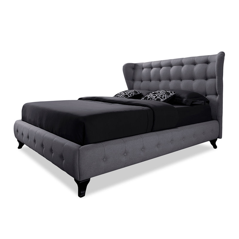 Lit plateforme tapissier très grand Liskeard, Gris