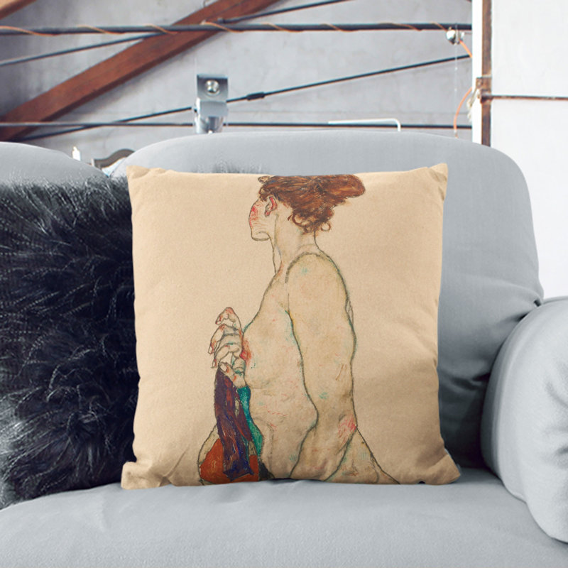 Nude Female Vol.1 Square Throw Cushion, 55cm H x 55cm W x 20cm D, Black