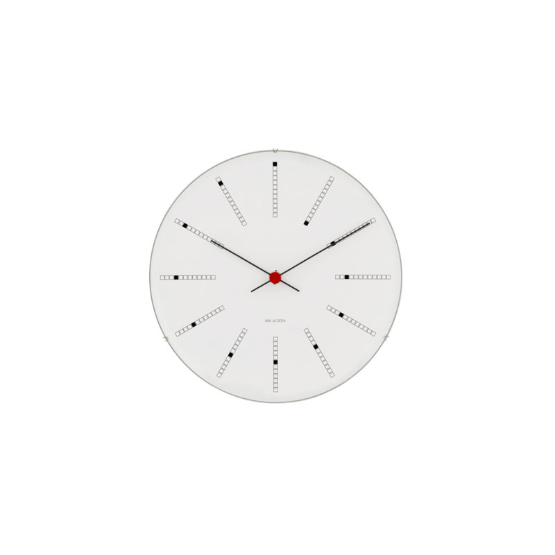 Bankers Metal Wall Clock, Small, White/Black/Red
