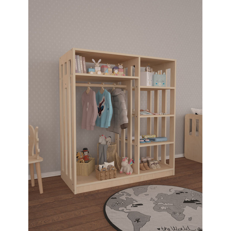 Stylish Wall-Mounted Wardrobe, Birchwood Finish, 35.4 x 39.4 x 15.7 inches | 100% Birch Plywood, Thickness: 0.6 inches | Numerous Shelves for Optimal Storage, Durable & Space-Saving Design, Perfect for Modern Bedrooms