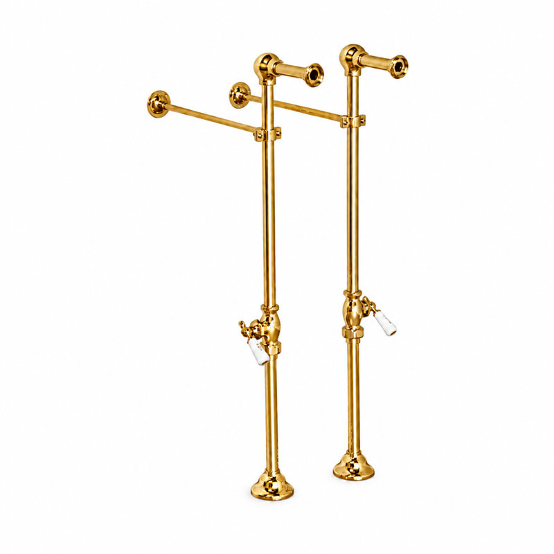 Ensemble de baignoire autoportante pour pieds avec arrêts, Nickel mat