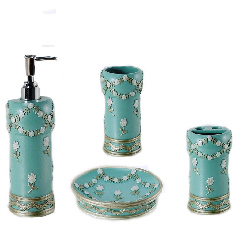 Ensemble d'accessoires de salle de bain 4 pièces Yuriko Aqua