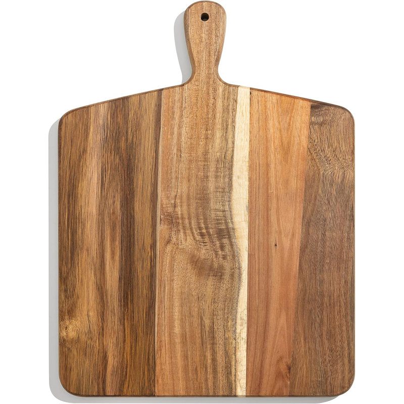 Planche à découper et à découper en bois d'acacia avec poignée et charcuterie