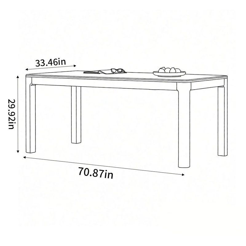Table de salle à manger rétro élégante, H 29,92 po x L 70,87 po x l 33,46 po