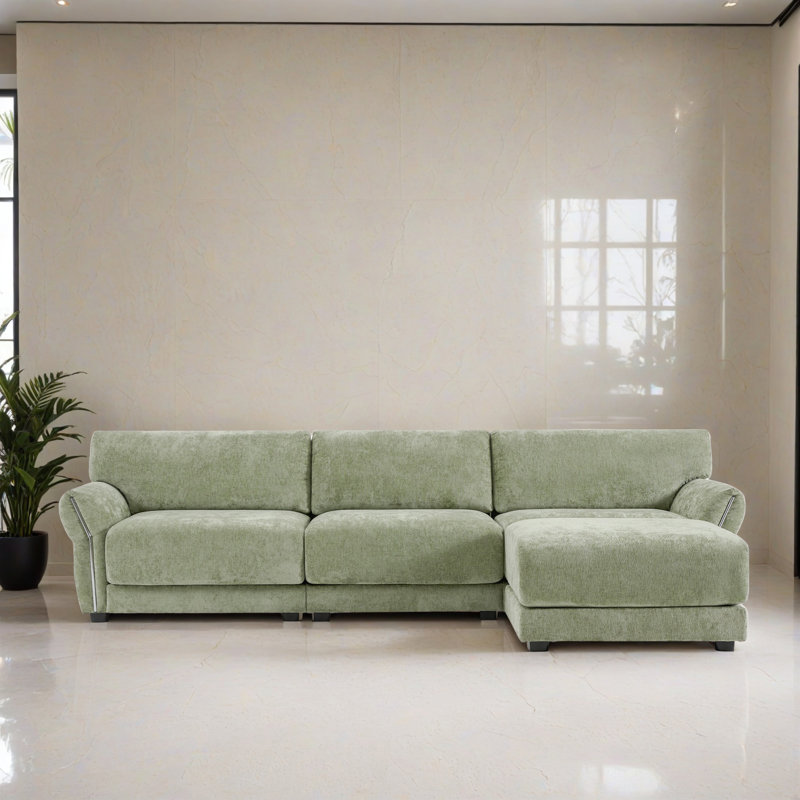 Canapé-lit modulaire 4 pièces pour salon, Chenille verte