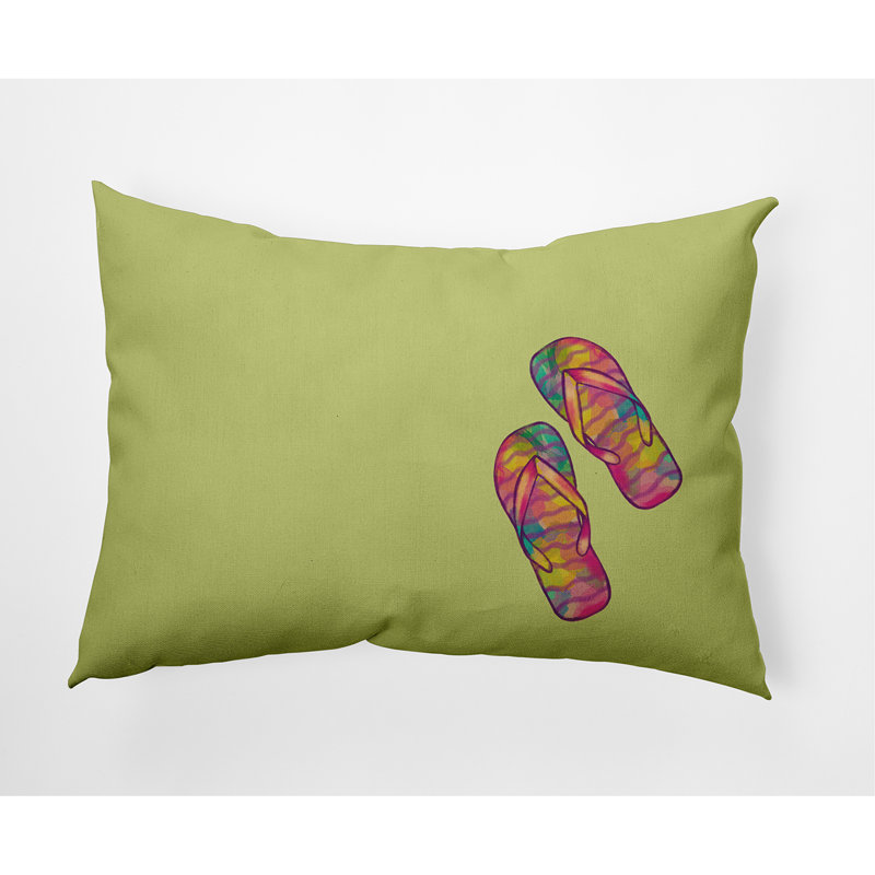Outdoor Reversible Throw Pillow, Green