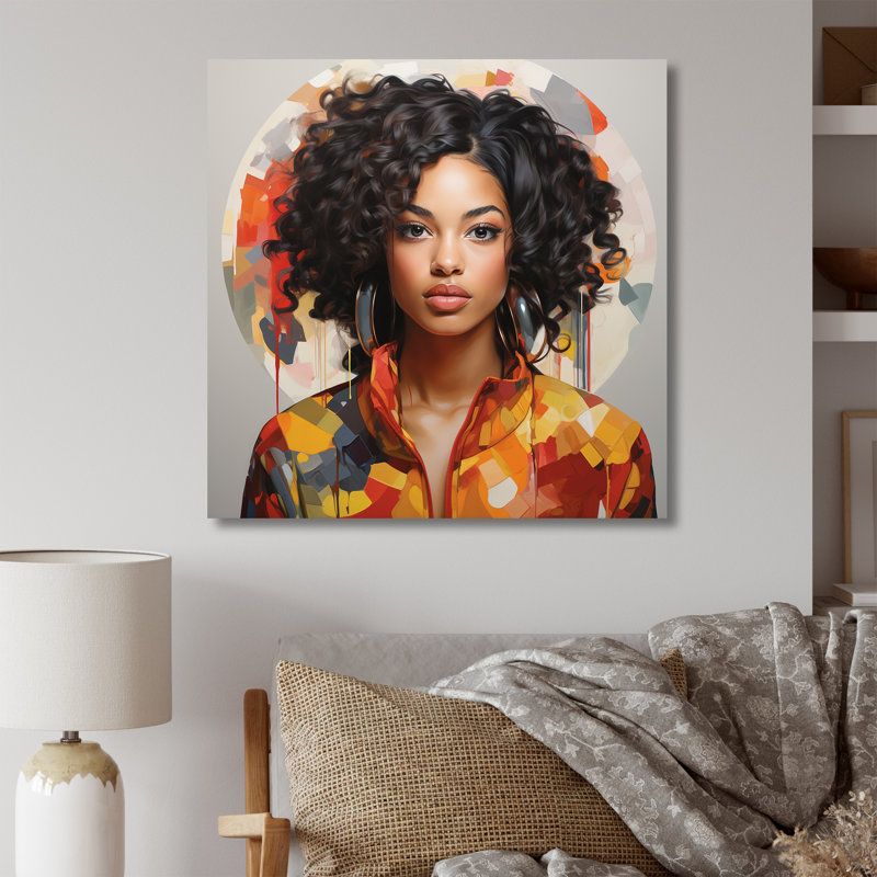 «Vibrant Essence Beautiful», art mural africain, Toile tendue, H 16 po x l 16 po x P 1 po