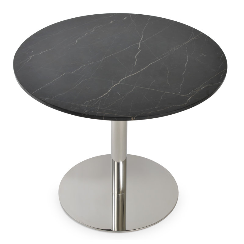 Tango Pedestal Dining Table, 29.5" H x 40" L x 40" W, Gray Marble