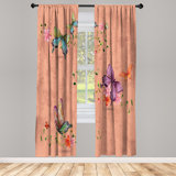 Microfiber Floral Semi-Sheer Rod Pocket Curtain Panels