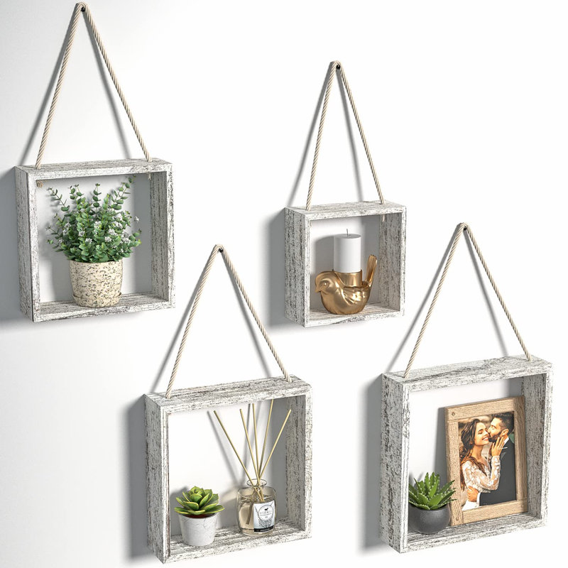 Mekela Solid Wood Floating Shelf, White