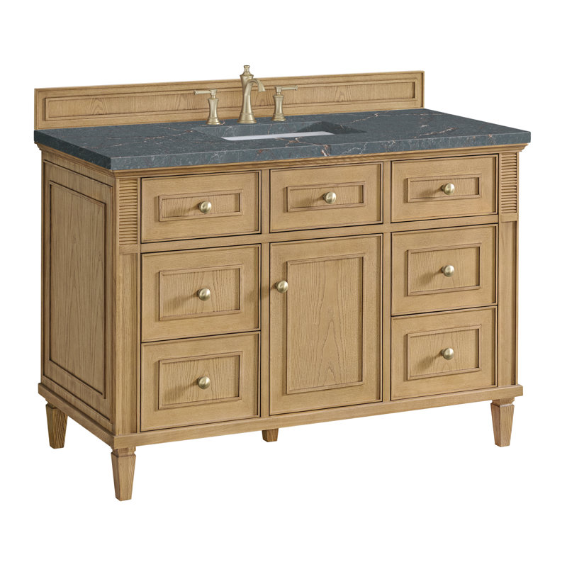 Lorelai 48'' Single Bathroom Vanity with Top, Light Natural Oak, Parisien Bleu Quartz, 8" Widespread