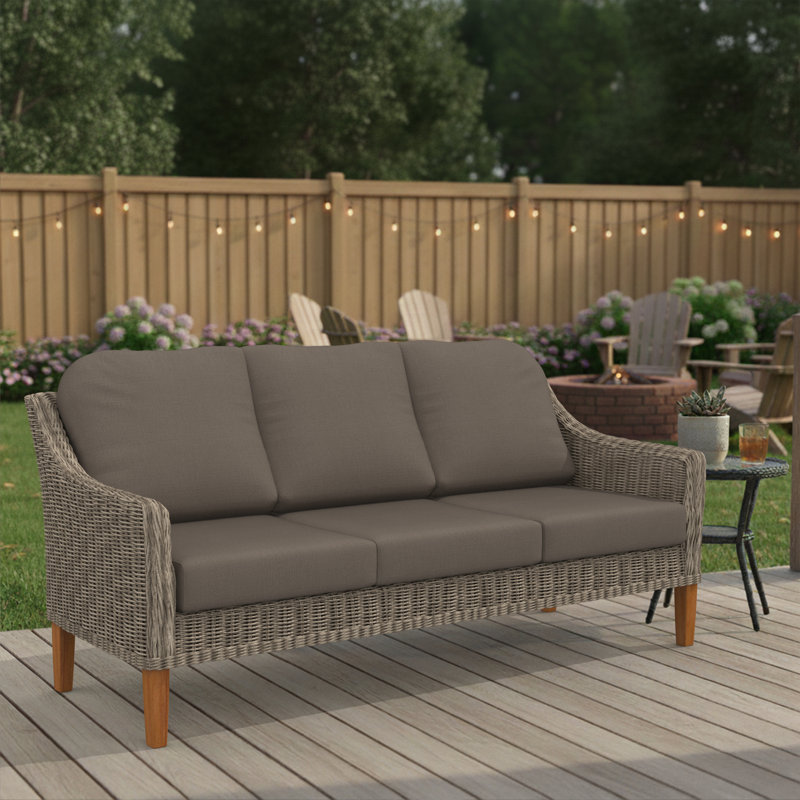 Outdoor Sunbrella® 3 Seater Sofa Cushions, Cast Shale Sunbrella® Plainweave
