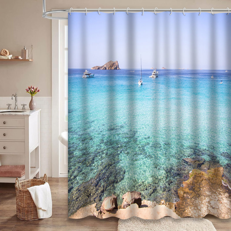 Rideau de douche avec 12 crochets Espagne, L 72 po x l 78 po