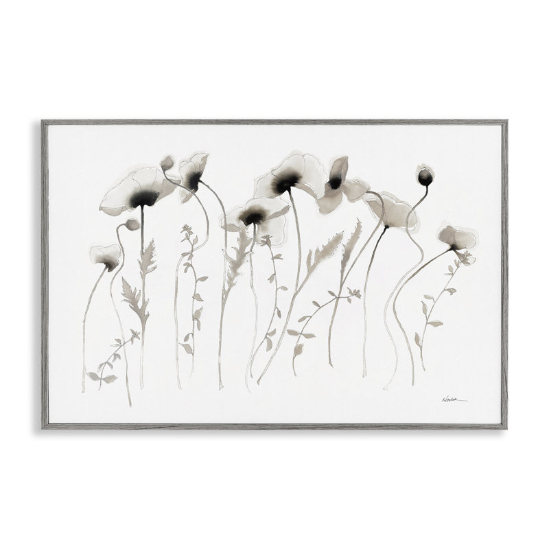 Branches de coquelicots blanches par Shirley Novak bg-031, Estampe numérique Farmhouse, H 20 po x l 30 po