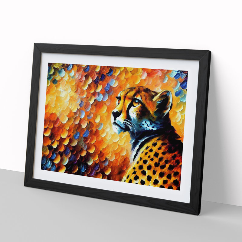 Cheetah Vol.2 Abstract - Single Picture Frame Painting, 46cm H x 64cm W x 2cm D, Black