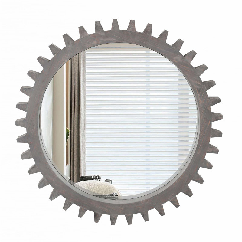  Miroir décoratif rond, 26 po x 26 po, Marron foncé