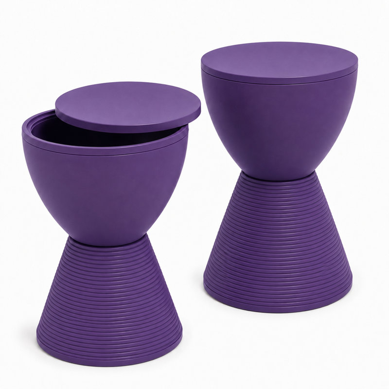 Table de bout tambour en sablier Durant Durant, Ensemble de 2, Mauve