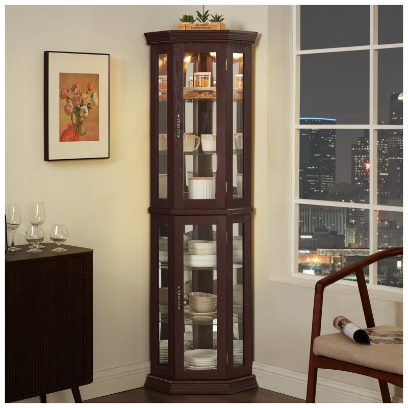 Vitrine de coin Cherry, Marron foncé