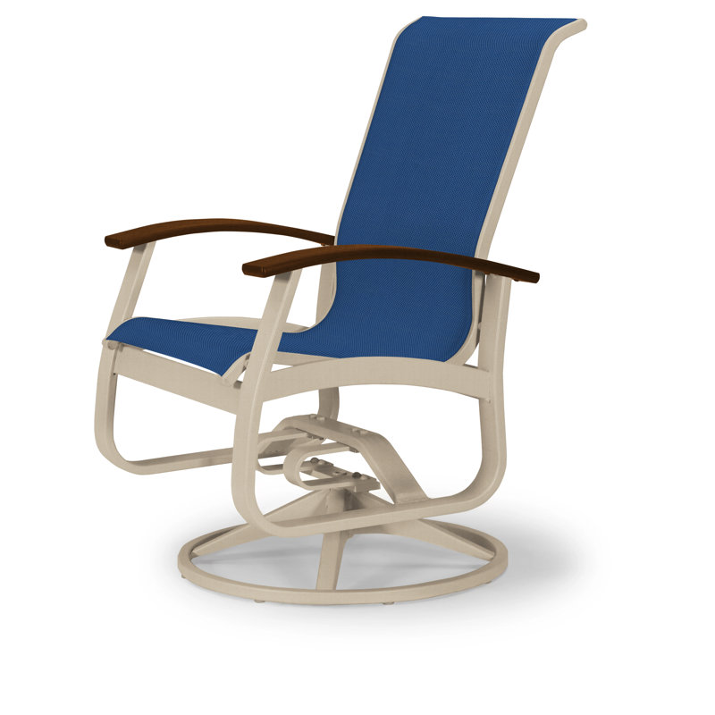 Belle Isle Outdoor Dining Armchair, Cobalt 35D Sunbrella®, Kona P10, Textured Graphite