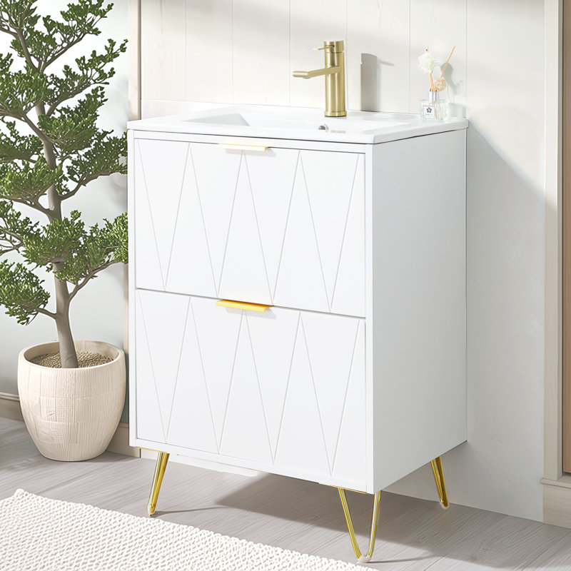 Ensemble de meuble-lavabo simple moderne 24 po à 2 tiroirs 24 po