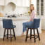 Ensemble de 2 tabourets de bar pivotants 26 po, tabourets de bar avec structure en bois, similicuir bleu foncé-13714774-11742544