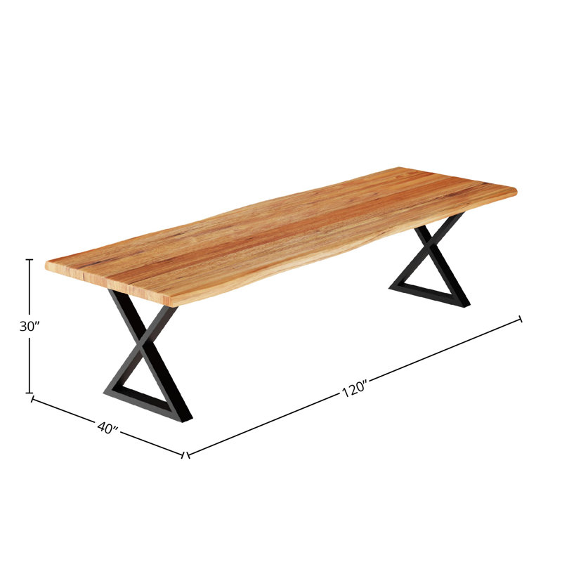 Table de salle à manger Georgs Live Edge Sheesham, L 40 po x L 120 po, Brun