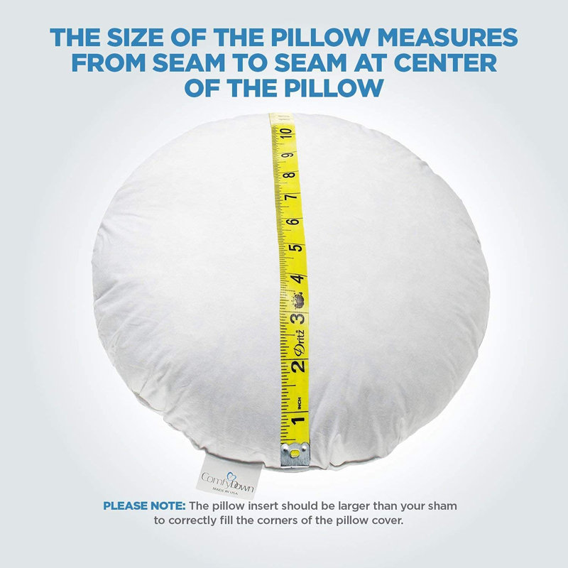 95% Feather 5% Down Round Decorative Pillow Insert Sham Stuffer, 18" x 18"