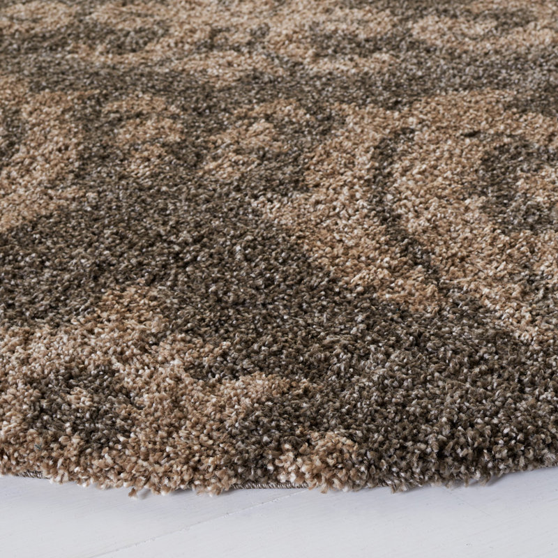 Tapis floral fumé / beige Ellyona, Rond 6 pi 7 po