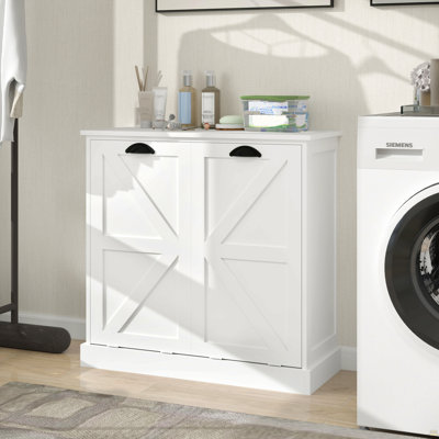 Two-Compartment Tilt-Out Laundry Sorter Cabinet