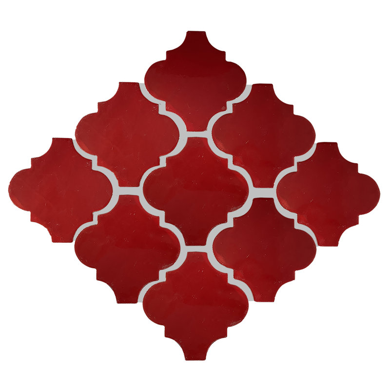 4" x 4" 9pcs TalaMex Lantern Mexican Arabesque Clay Tile Handmade Talavera Backsplash, Red