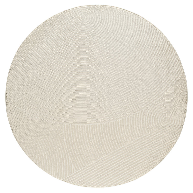Abani Murtie NTL130B Beige Zen Reiki Circles Area rug, Round 6'