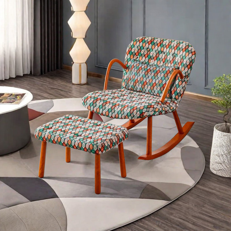 Chaise berçante en bois massif American Retro