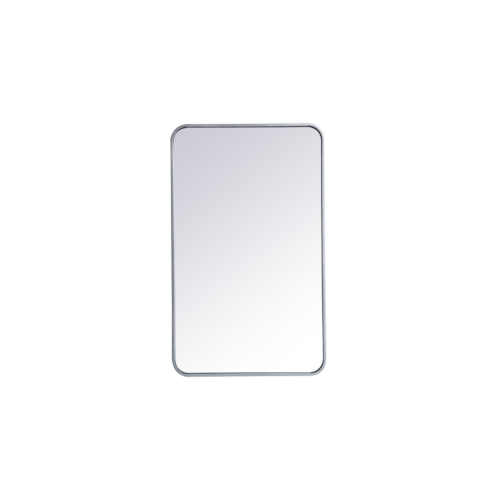 Sabine Metal Rounded Rectangle Wall Mirror, Silver, 36" x 22"