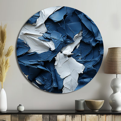 Bliss Of Happiness In Aegean Blue - Abstract Round Metal Art