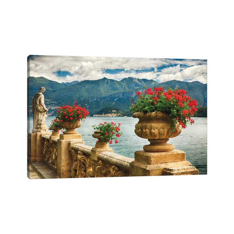 Balustrade with Lake View, Villa Balbienello, Lenno, Lake Como, Lombardy, Italy 1 Piece Wrapped Canvas Wall Art
