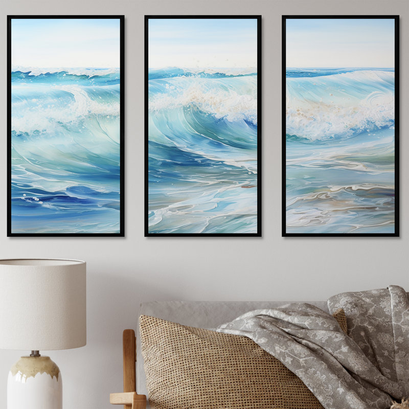 «Ocean Charm», art mural sur toile océanique, H 28 po x l 36 po x P 1 po, Cadre flottant noir