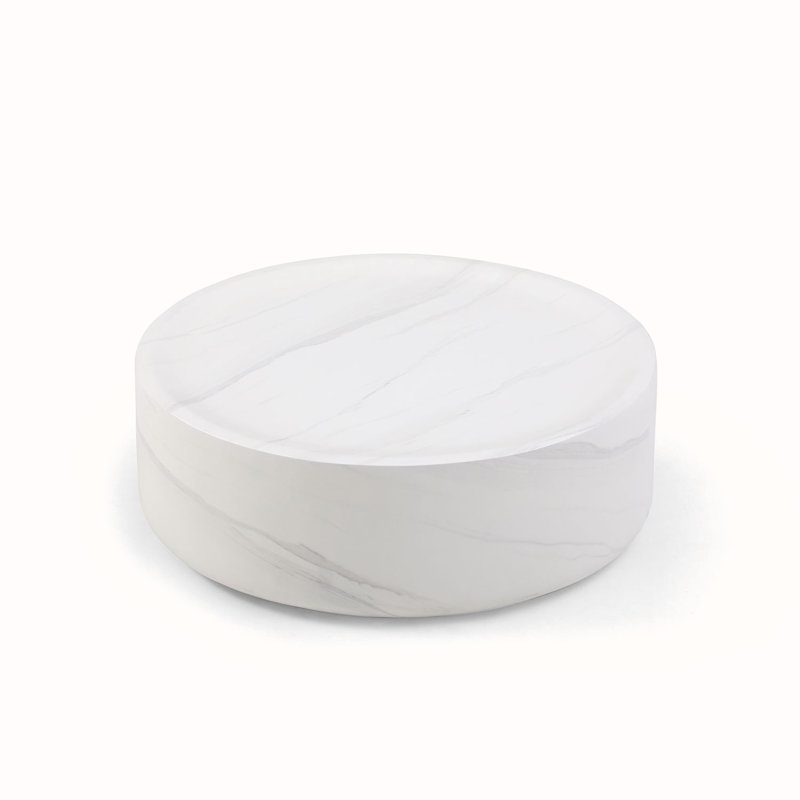 Coffee Table,Cocktail table,Living room table with Round top, White, 11.81" H x 31.49" L x 31.49" W