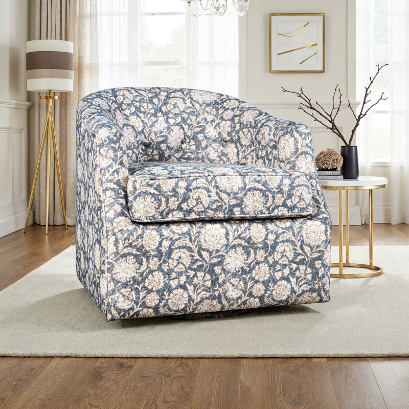 Fauteuil pivotant rembourré Lottie, Blue