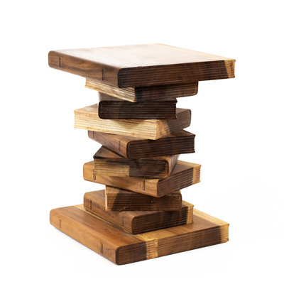 Burruss Solid Wood Block End Table Rustic Handmade Side Table For livings