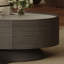 Table basse ronde blanche 47,24 po + bois manufacturé noir + pierre frittée + verre trempé