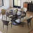  Modern Round Dining Table, Sintered Stone Tabletop with Lazy Susan, Carbon Steel Base Pre-Assembly-599577216-562449805