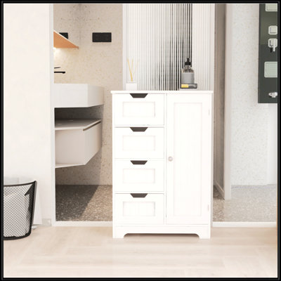 Armoire de rangement autoportante blanche avec tablettes réglables
