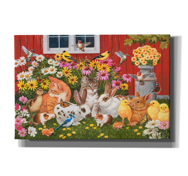 Ophelia & Co. «Little Farm Friends» par William Vanderdasson, art mural sur toile, 26 po x 18 po